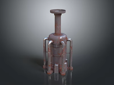 Industrial Mechanical Device With Cylindrical Body And Multiple Pipes On Base 3d model