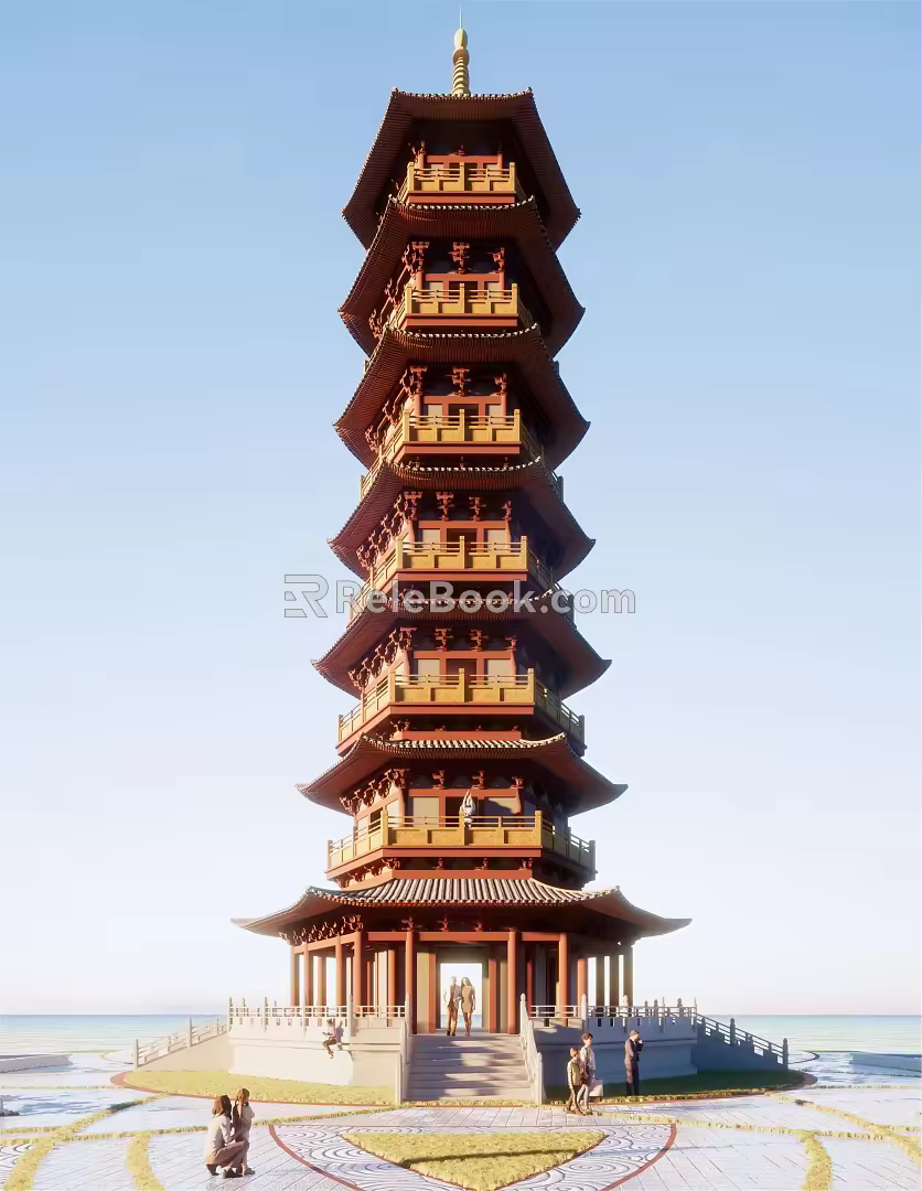 Chinese Tower Tourist Attractions High Tower Architecture 3d model