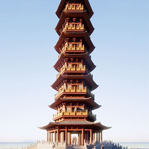 Chinese Tower Tourist Attractions High Tower Architecture 3d model