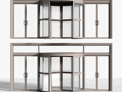 Modern Revolving Door Design With Glass Panels And Metal Frame 3d model