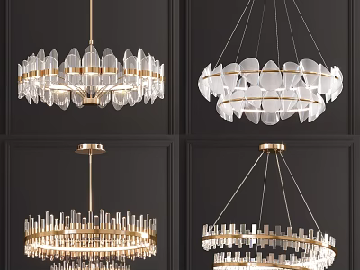 Modern Glass Chandeliers With Gold Frame And Elegant Design In Different Styles 3d model
