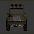 Brown Military Vehicle Equipped With Missile Launcher Large Off-Road Tires And Cargo Bed