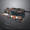 Futuristic Armored Watercraft With Modular Design Gray Orange Blue Color And Weapon System