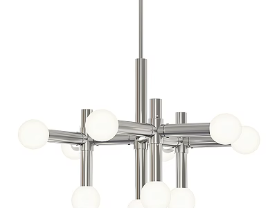 Modern Metallic Chandelier Design With Spherical Bulbs And Hanging Structure 3d model