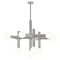 Modern Metallic Chandelier Design With Spherical Bulbs And Hanging Structure 3d model