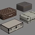 Varied Design Storage Boxes With Patterned Gray Beige Striped And Metallic Finishes 3d model