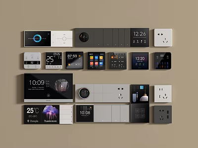 Smart Switch Panels with Digital Displays Time Temperature and Modern Designs 3d model