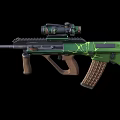 Green Rifle With Scope Yellow Lightning Patterns And Brown Stock Modern Design