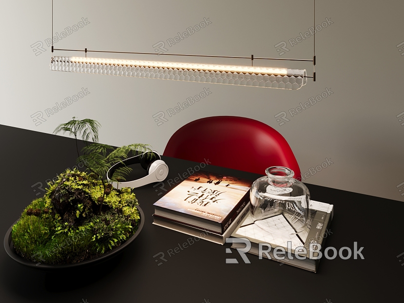 Decorative Ornaments Combination Moss Potted Glass Chandelier Book Jewelry Headset model