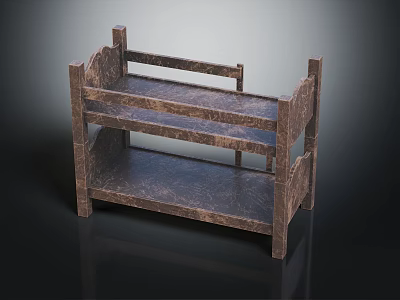 Sturdy Wooden Multi Tiered Shelf With Side Frames And Open Shelves Design 3d model