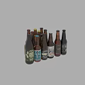 Assorted Craft Beer Bottles With Different Brand Labels On White Background