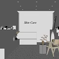 Modern White Skin Care Store Interior With Product Shelves And Display Furniture