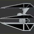 Advanced Spacecraft Starfighter With Geometric Wings White Black Design And Engine Details