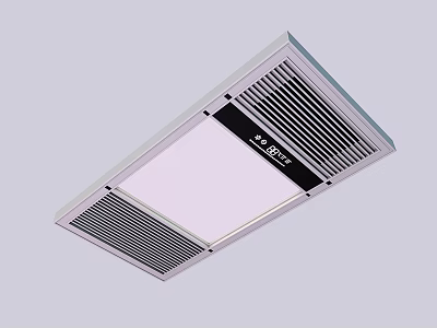 Modern Integrated Ceiling Light with Square White Panel and Grid Ventilation Details for Bathroom 3d model
