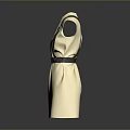 Fashionable Beige Dress With Black Straps And Belt On Mannequin