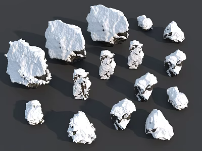 Natural Stone And Wood Decorative Pieces With Textured Surface And Artistic Design 3d model