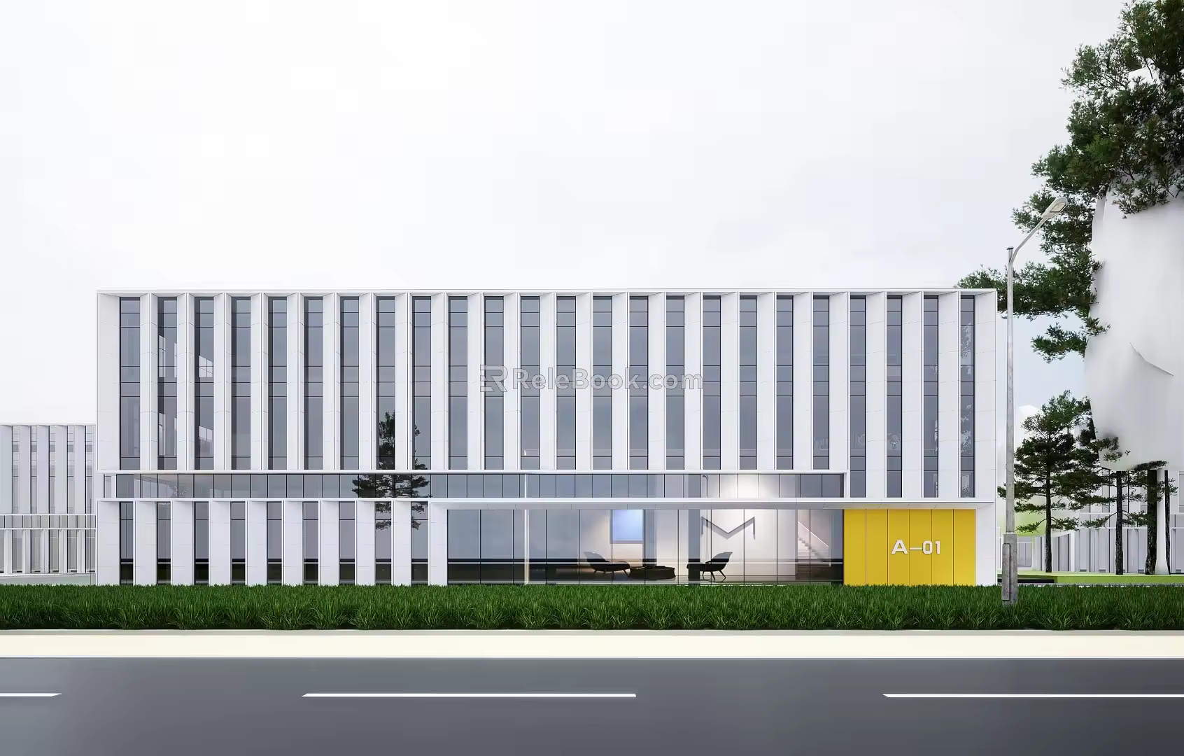 Modern Industrial Factory Building Multi-storey Factory Building Modern Factory Building Square Factory Building Multi-storey Office 3d model