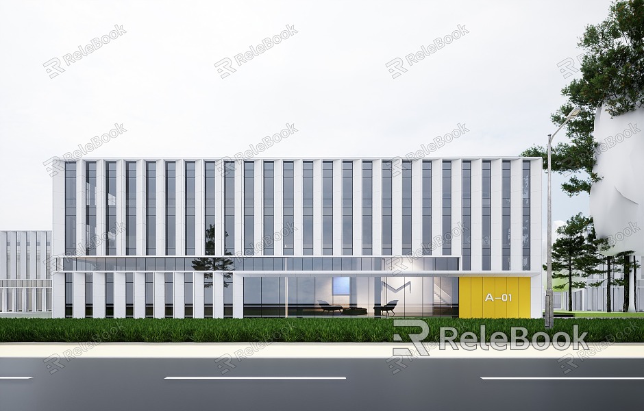 Modern Industrial Factory Building Multi-storey Factory Building Modern Factory Building Square Factory Building Multi-storey Office model