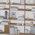 Modern White Wooden Display Shelves With Decorative Items Books Vases And Art Pieces