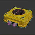 Durable Yellow Square Industrial Device With Circular Top And Bottom Metal Connectors