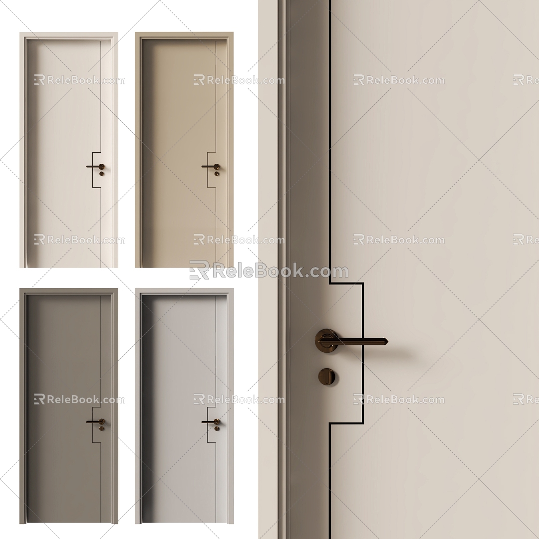 Modern Single Door Bedroom Door Room Door Set Door 3d model