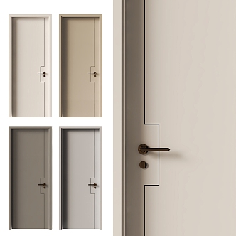 Modern Single Door Bedroom Door Room Door Set Door 3d model