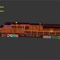 Orange Rusty Train Locomotive with Wheels and Reflection on Gray Background