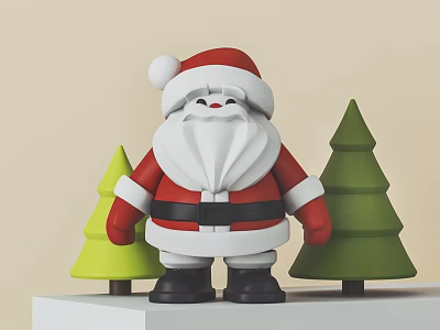 Modern Cream Santa Claus Christmas Beautiful Children's Doll Toy Cartoon Tree Decoration Ornaments Trendy Play Hand-made Blind Box 3d model
