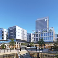 Innovative Modern Industrial Park With Glass Office Buildings Green Spaces Plaza And Pedestrian Areas