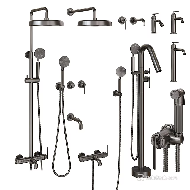 Modern Shower System With Head Handheld Sprayer Faucet And Bathroom Fixtures 3d model 