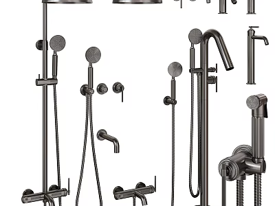 Modern Shower System With Head Handheld Sprayer Faucet And Bathroom Fixtures 3d model
