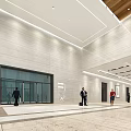 Modern Hotel Lobby with Marble Floors Glass Doors and Spacious Interior Design