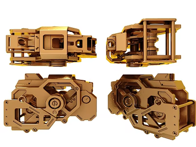 Metal Mechanical Components Featuring Detailed Structure And Multiple Angles View 3d model