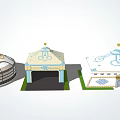 Traditional Yurt Structures With Blue White Decor And Golden Roof Designs