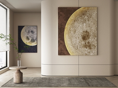 Modern Moon Decorative Painting Hanging Painting Planet Art Painting 3d model