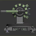 Green And Black Precision Mechanical Device With Rotating Parts And Stable Base