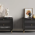Stylish Black Nightstands With Pampas Grass Sculpture Books Framed Art And Coffee Cup