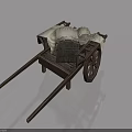 Ancient Wooden Wheelbarrow With Cloth Covering And Wooden Box Structure
