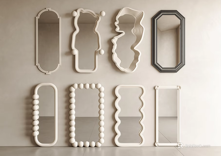 Unique Wall Mirrors With Various Decorative Frame Designs And Shapes For Home Interior 3d model 