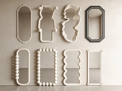 Unique Wall Mirrors With Various Decorative Frame Designs And Shapes For Home Interior 3d model