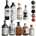 Creative Wine Bottles and Glasses Showcase with Unique Label Designs and Bottle Styles