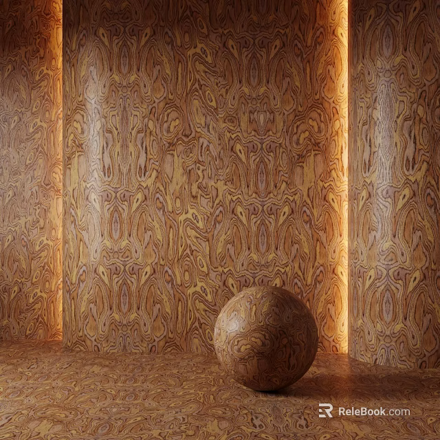 Warm Wooden Wall Panels With Natural Grain And Decorative Sphere 3d model 