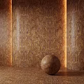 Warm Wooden Wall Panels With Natural Grain And Decorative Sphere