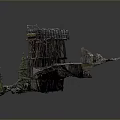 Abandoned Ruined Wooden Bridge Structure With Debris Dirt And Surrounding Trees