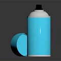 Blue Spray Can With Matching Cap On Black Reflective Surface Design 3d model