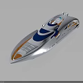 Modern Luxury Yacht With Sleek Design White Blue Color Orange Accents And Transparent Sections