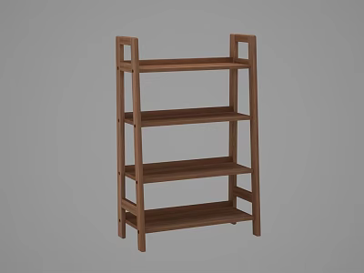 Natural Wood Multi Tier Shelf With Simple Design For Home Storage 3d model