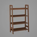 Natural Wood Multi Tier Shelf With Simple Design For Home Storage 3d model