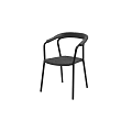 Stylish Modern Black Dining Chair With Armrests Woven Seat And Metal Frame Design