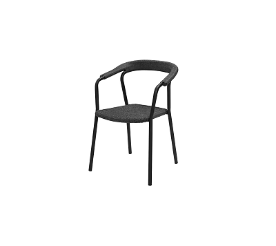 Stylish Modern Black Dining Chair With Armrests Woven Seat And Metal Frame Design 3d model